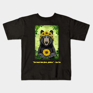 Sunflower Bear with Bees Kids T-Shirt